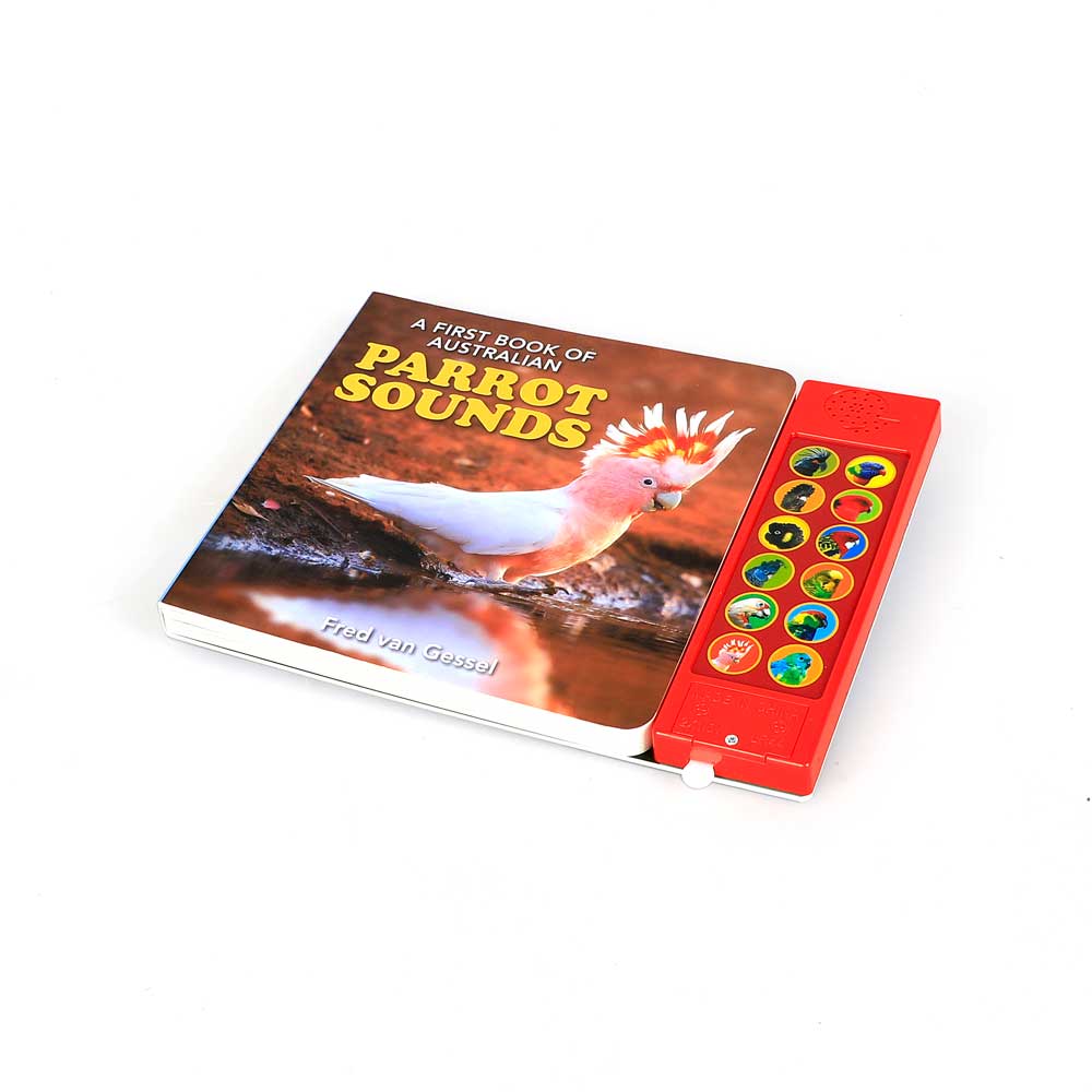 first book of Australian Parrot sounds board book for young readers on white background for the Australian Museum Shop online