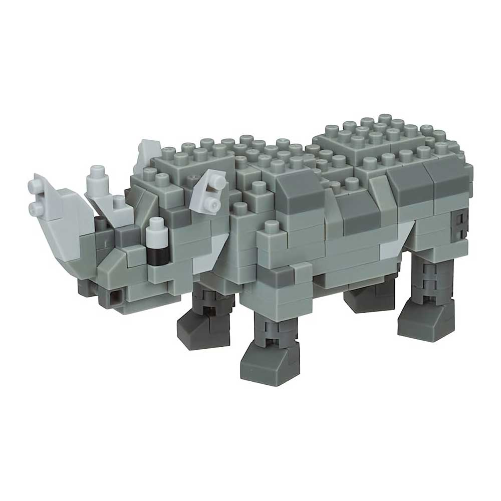 Rhinoceros nanoblock construction set 190 pieces Photographed on white background. Australian Museum shop online