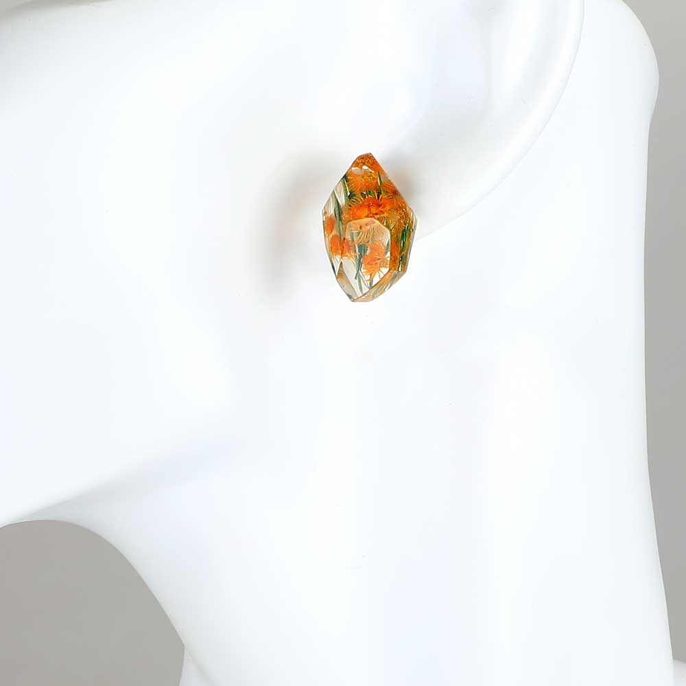 Verticordia facetted stud earrings on white background for Australian Museum Shop online