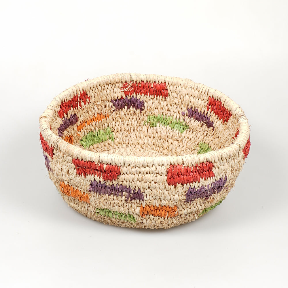 Handwoven basket Margaret Dodd - Tjanpi Desert Weavers Basket in Purple, Red, Orange & Green