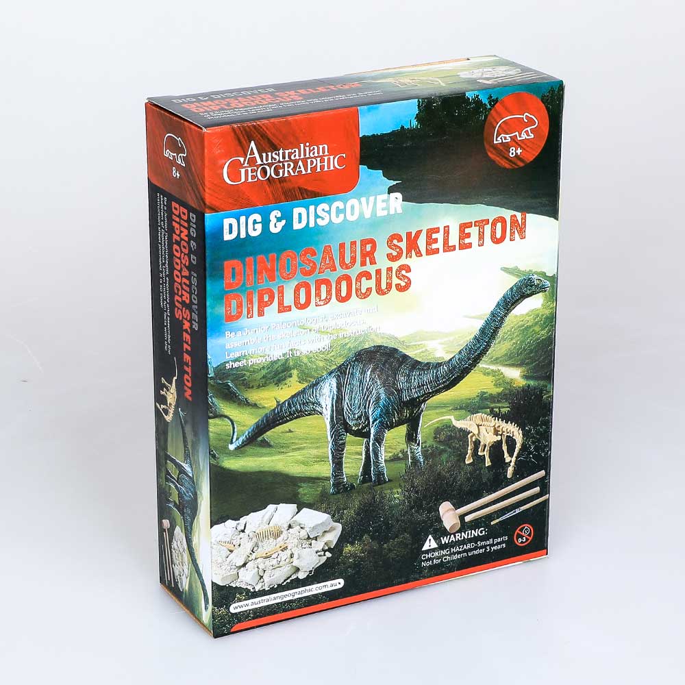 Diplodocus dig a dinosaur kit photographed on white Australian Museum shop online