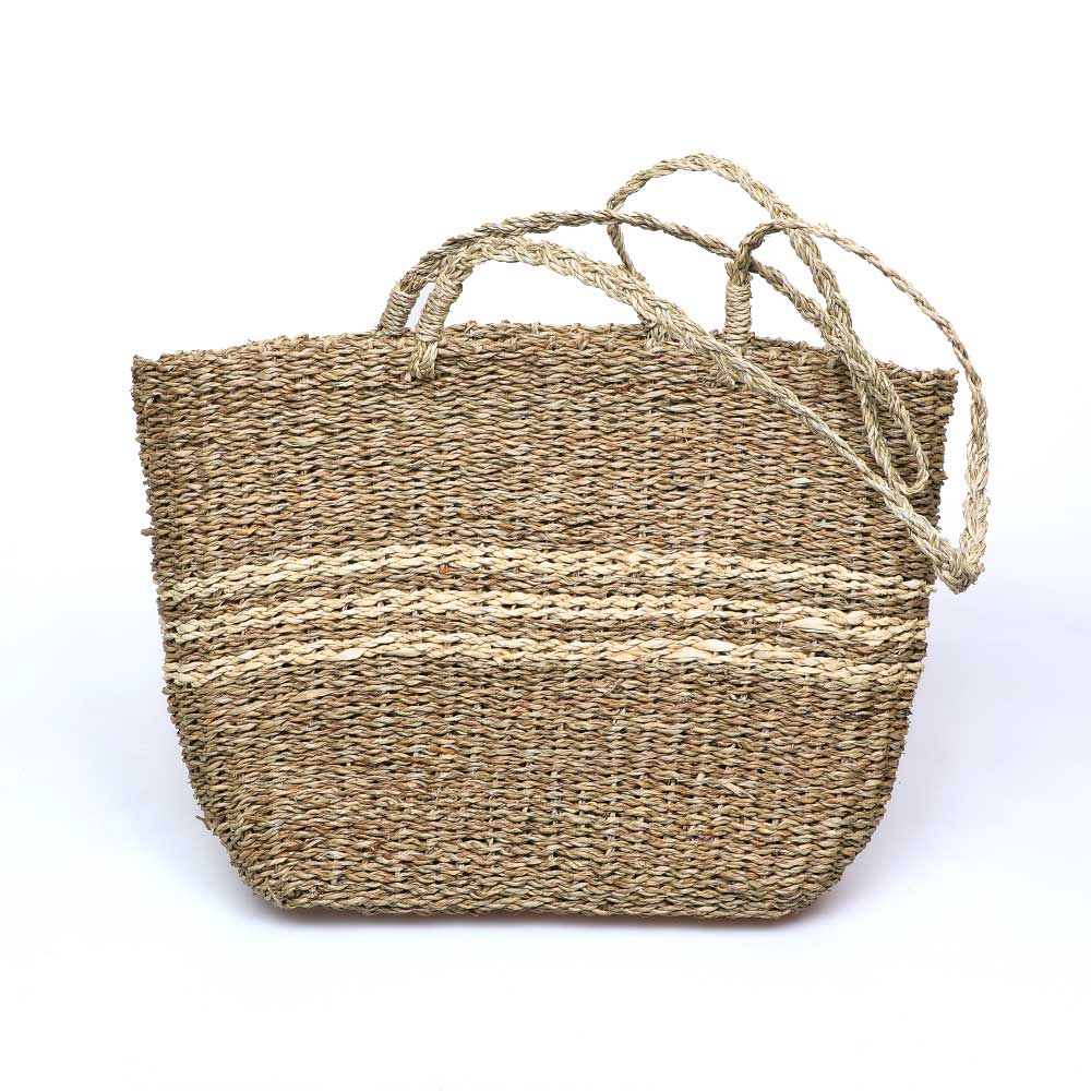 Seagrass handbag Back to basics photographed on white background Australian museum shop online