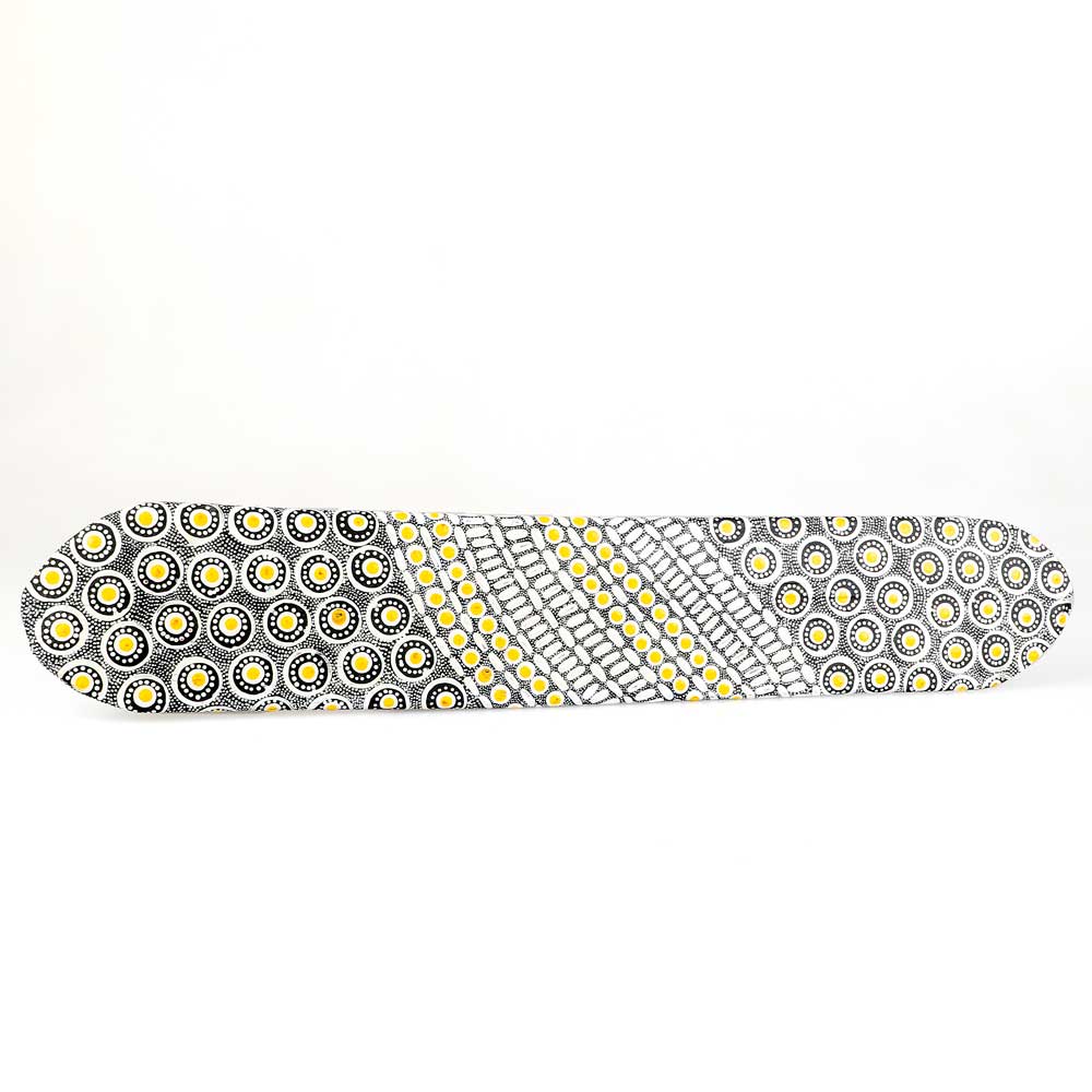 Dancing board with design using black white and yellow colours australian museum shop online