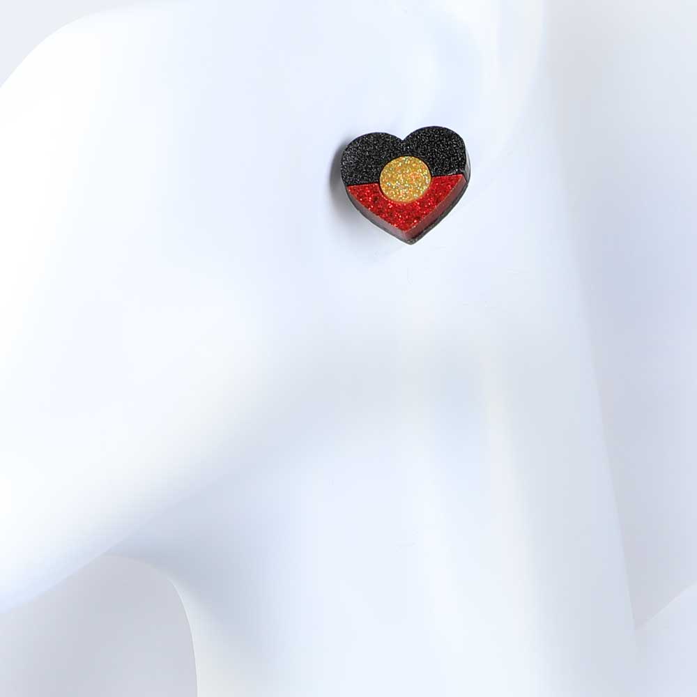 Indigenous Pride Heart Studs by Haus of Dizzy, Australian Museum Shop online