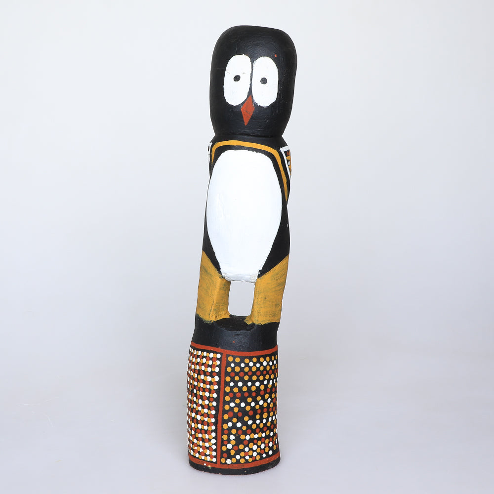 Owl, hand carved and painted in the traditional Tiwi Island style by Leon Puruntatameri.