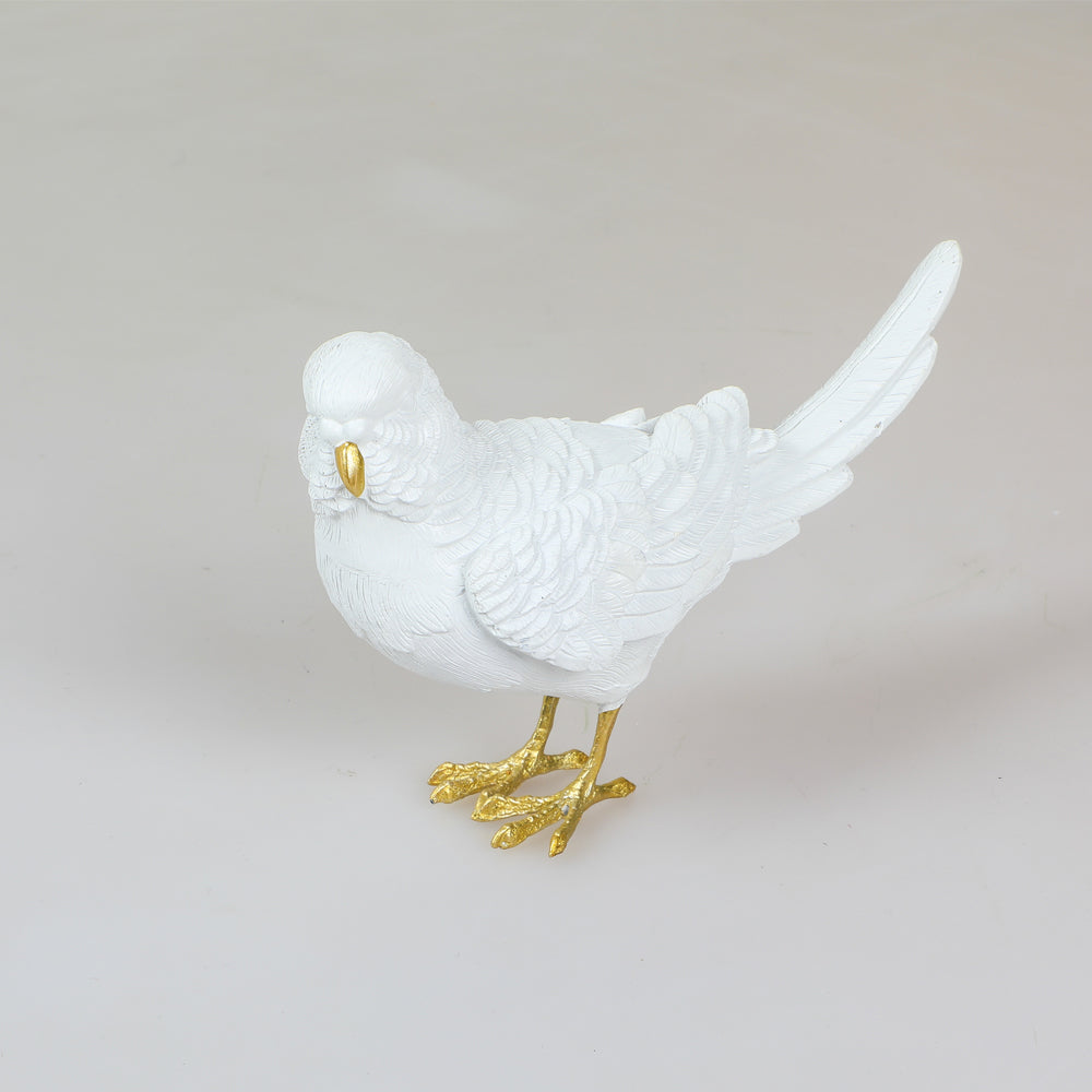 Budgerigar figure white and gold. Hand cast resin with hand finished details Australian Museum Shop online