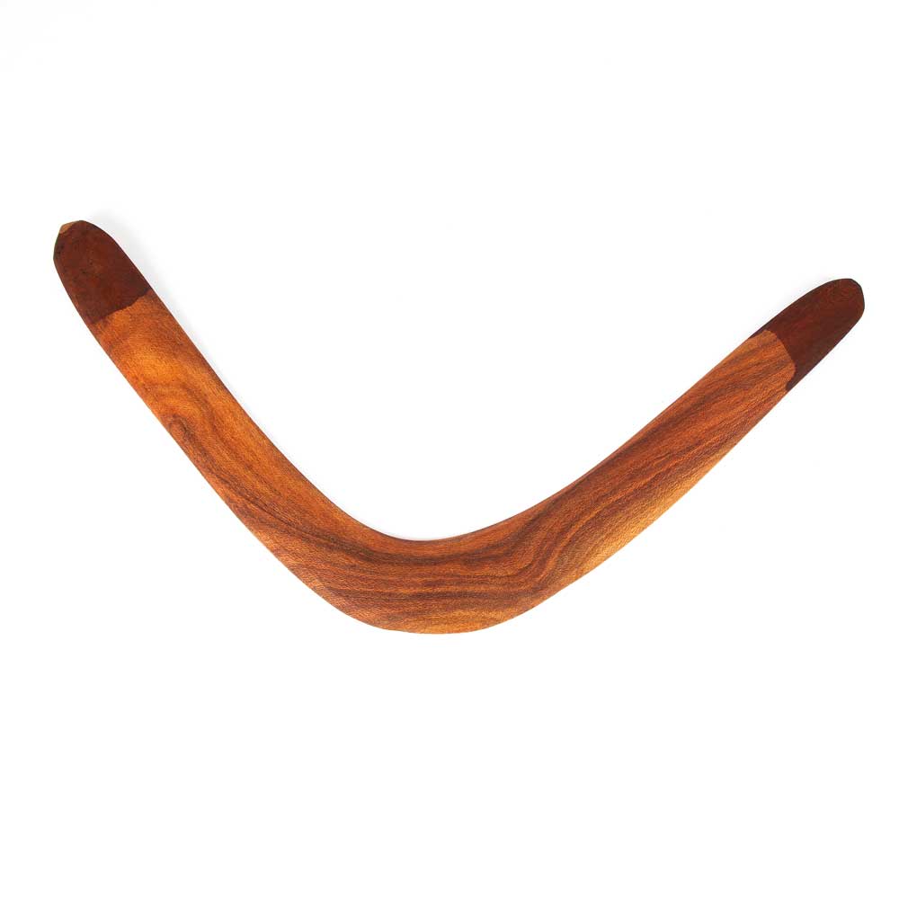 Andy Snelgar plain handcarved boomerang on white background for Australian Museum Shop Online