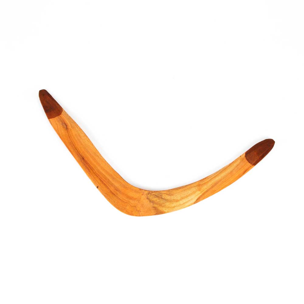 Andy Snelgar handcarved boomerang, reverse view, on white background for Australian Museum Shop Online