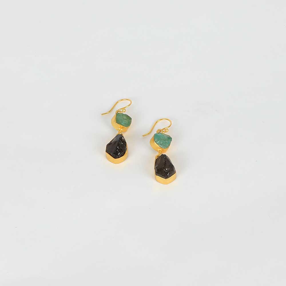 Apatite and Smoky Quartz Earrings on white background