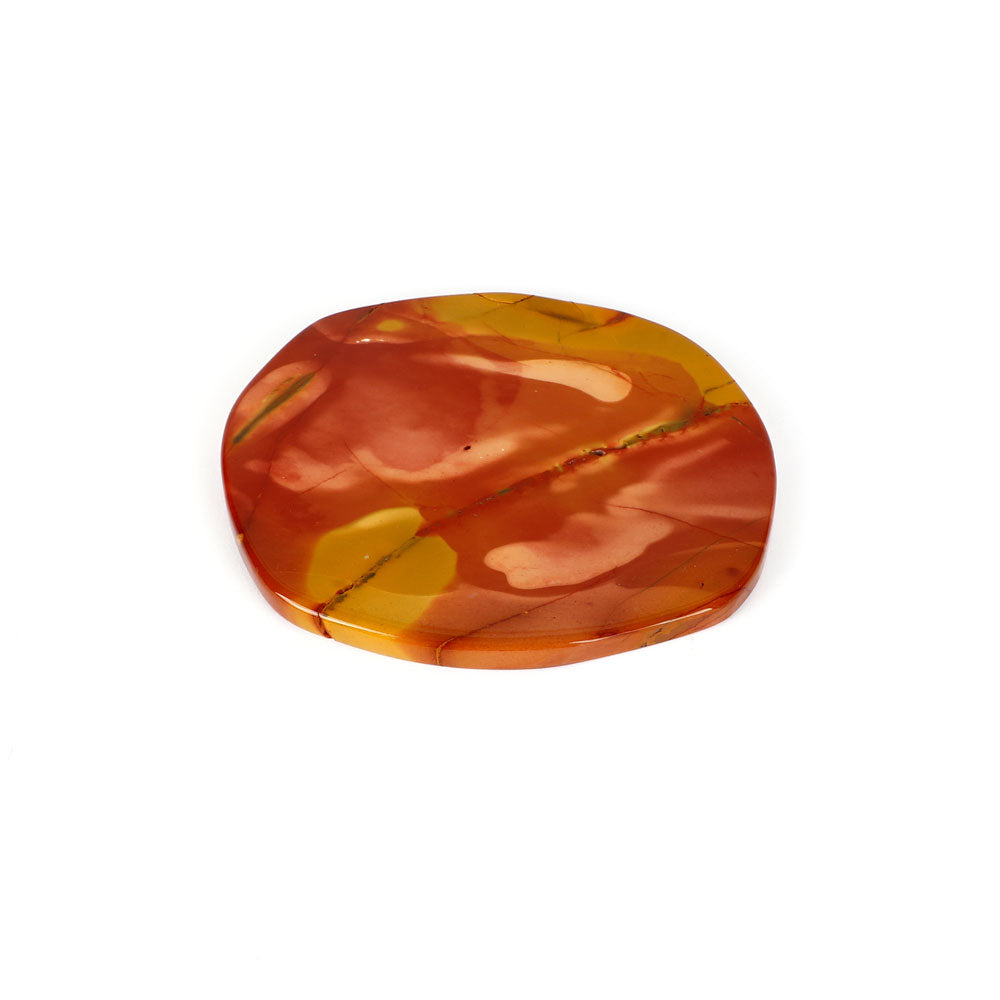 Polished medium Australian Mookaite Slice For Collectors & Lapidary Enthusiasts on white background