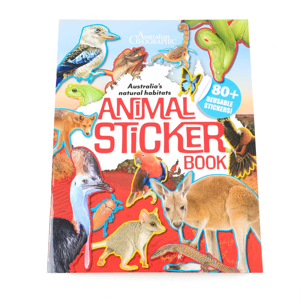 Australias natural habitat animal sticker book photographed on white background. Australian Museum Shop online
