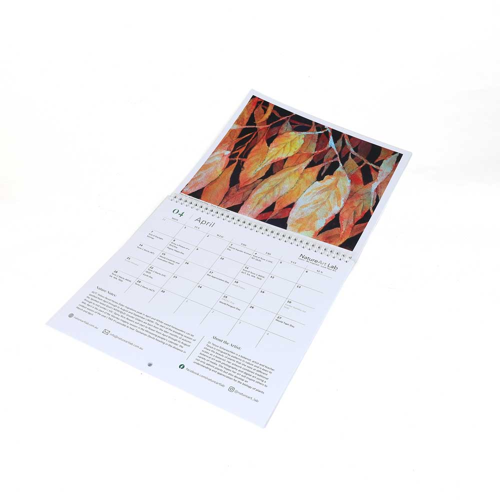 Australian natural history art calendar April. on white background for Australian Museum Shop online