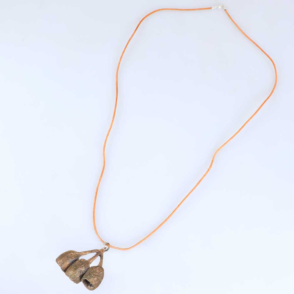 Seed pod in bronze on natural leather necklace by Barbara Quayle australian Museum shop online