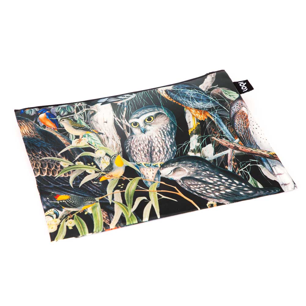 Pouch with Gould illustration design on a white background