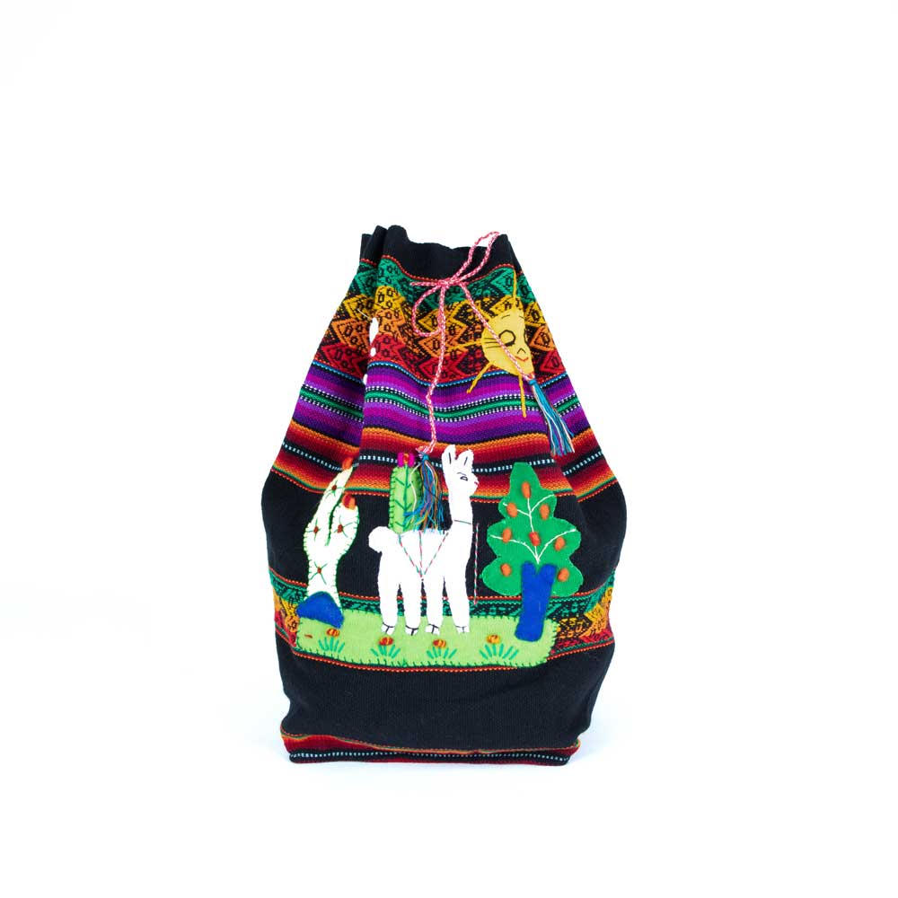 Black Appliqué backpack from Peru