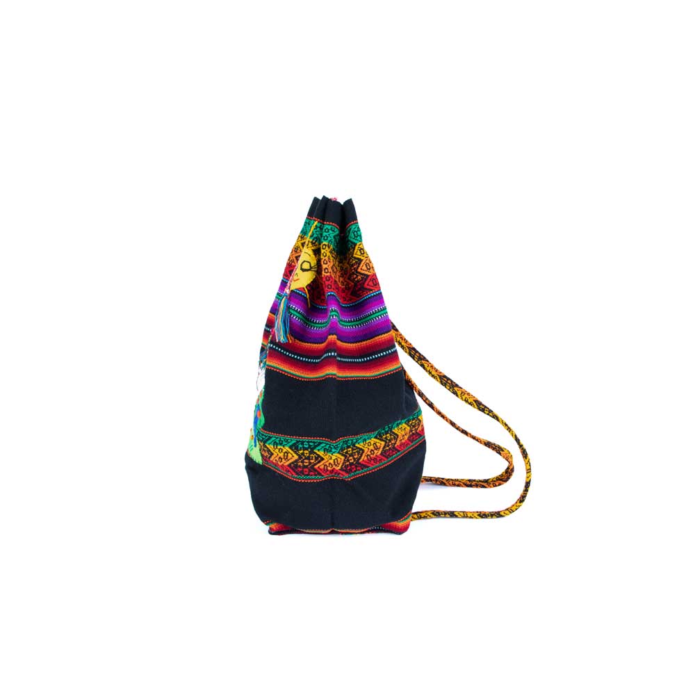 Black Appliqué backpack from Peru