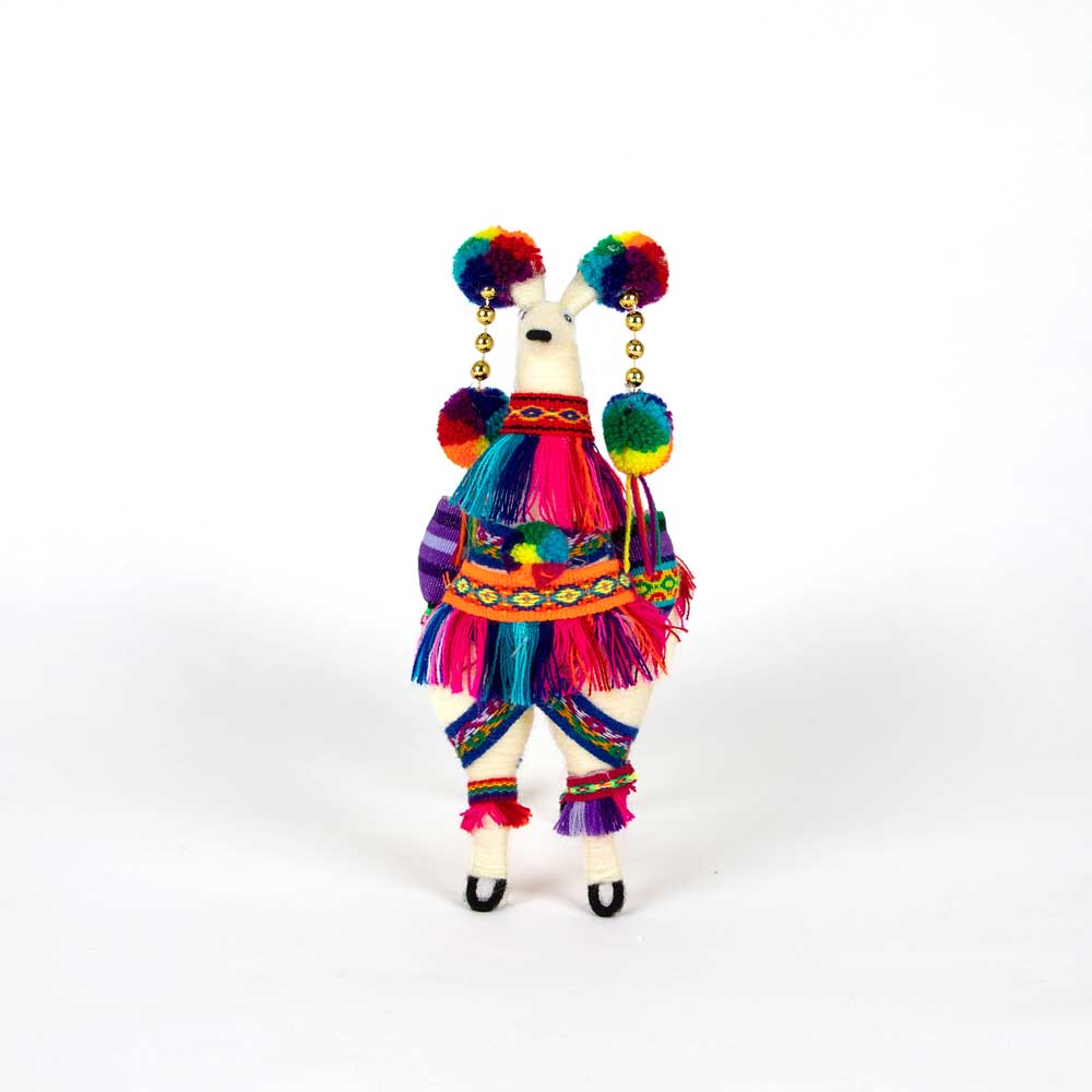 Colourful Spun Wool Llama on white background