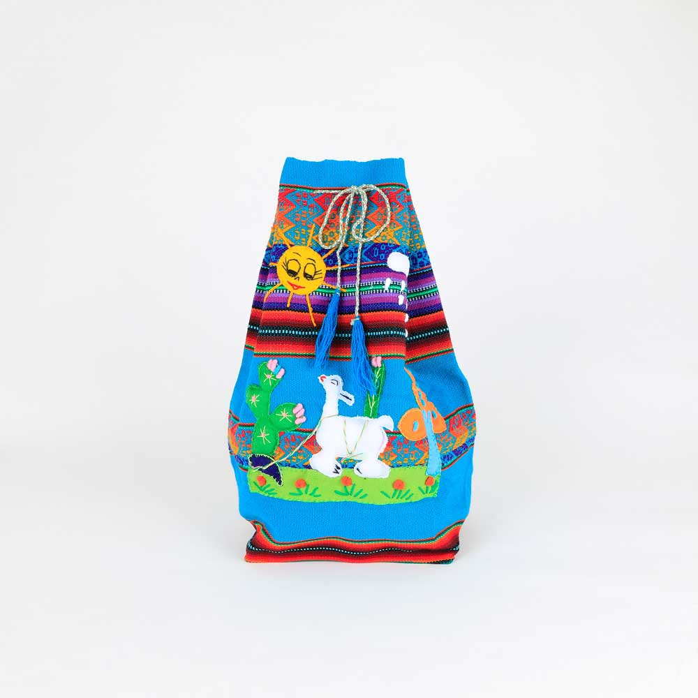 Blue Appliqué backpack from Peru