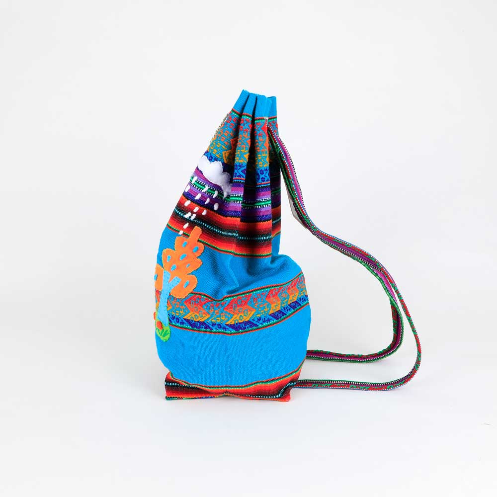 Blue Appliqué backpack from Peru