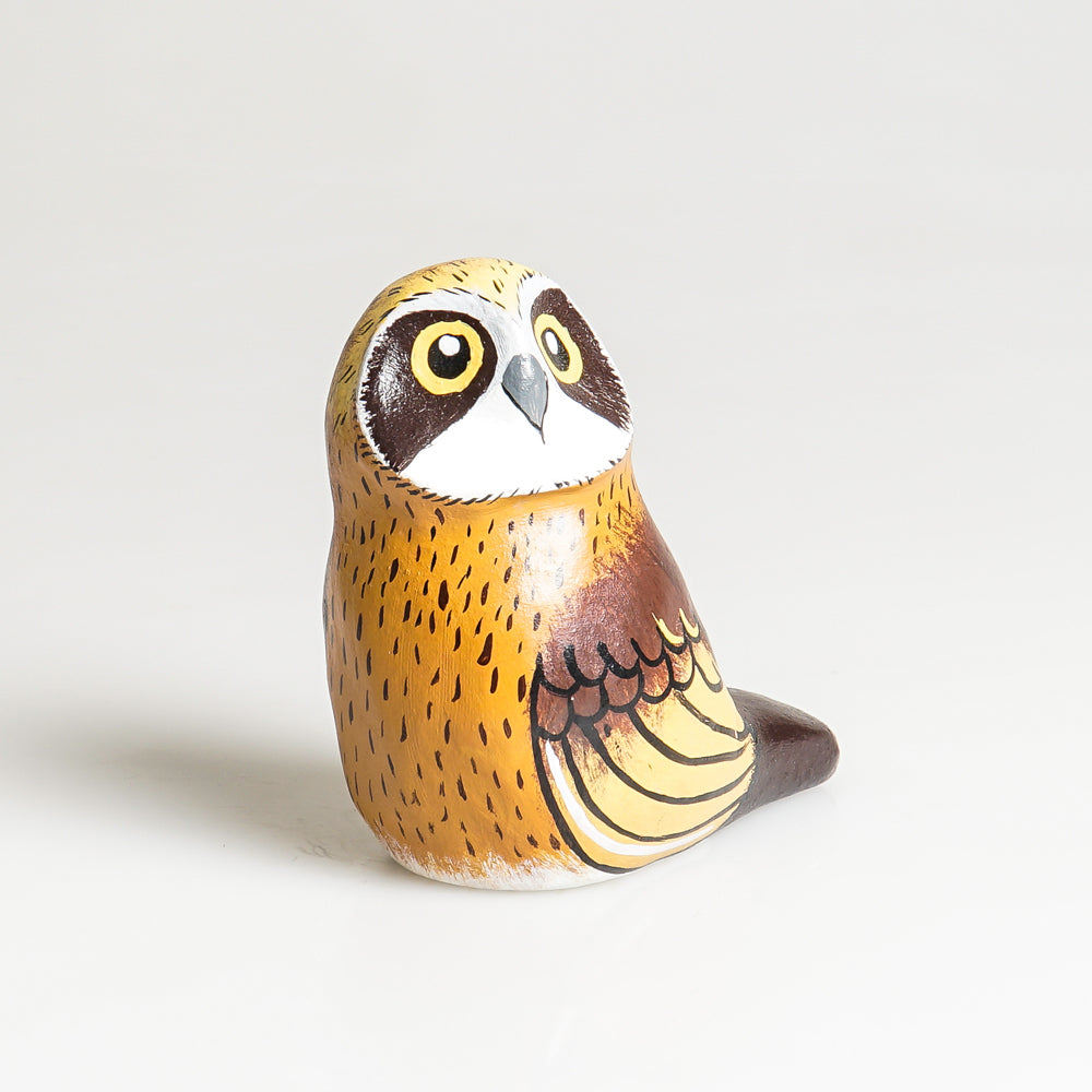 Boobook owl ceramic hand painted paperweight and single tone whistle