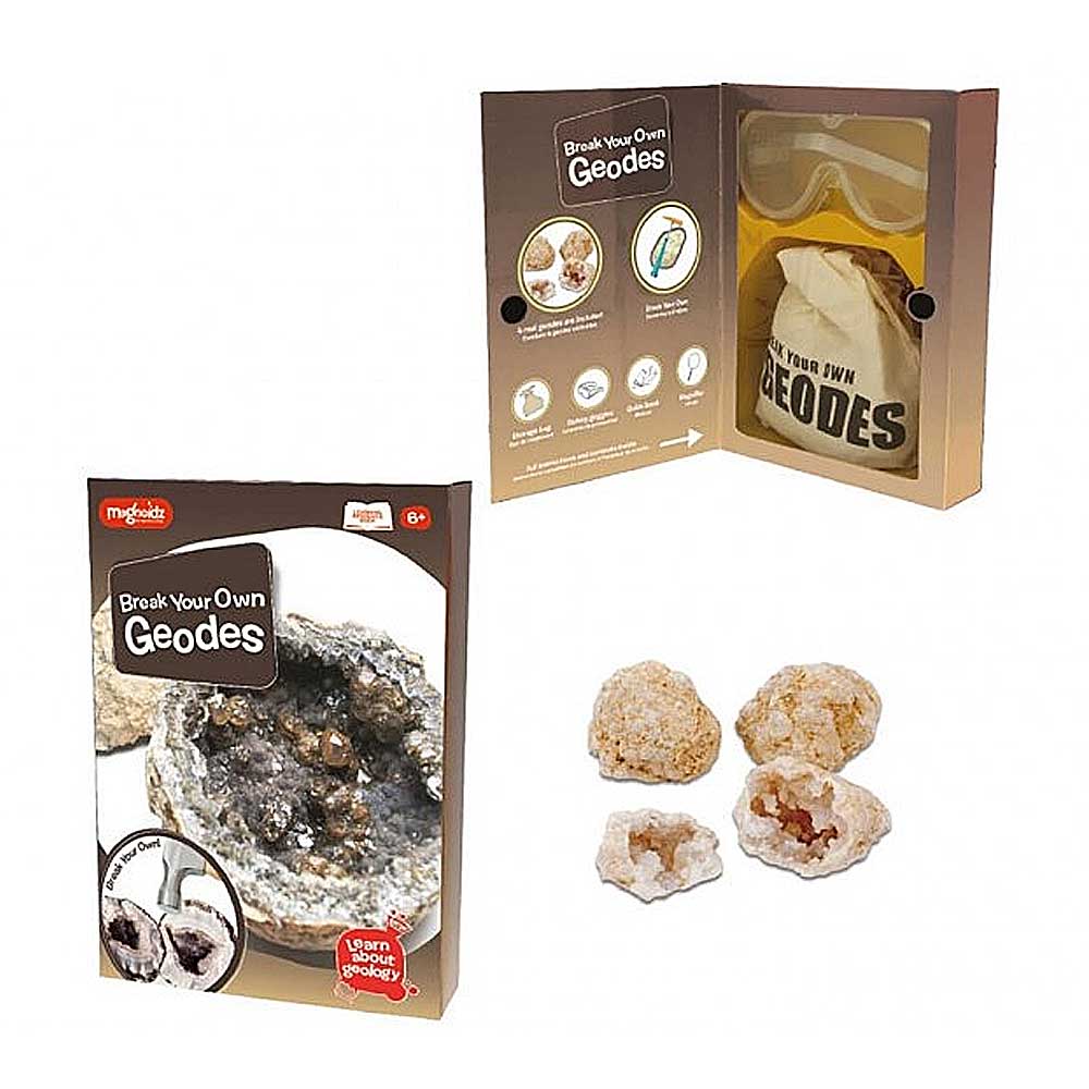 Break your own geodes geology kit photographed against white background Australian museum shop online