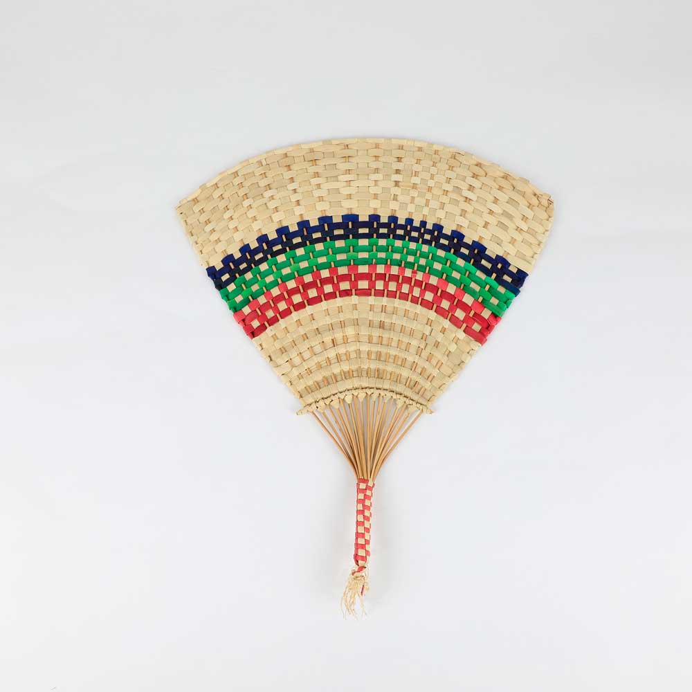 Handwoven fan from Vanuatu on white background