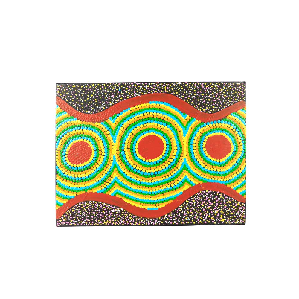 Hand-Painted Aboriginal Art on Canvas 40x30cm on white background