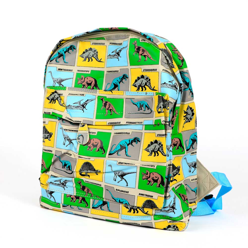 Dinosaur backpack on white background