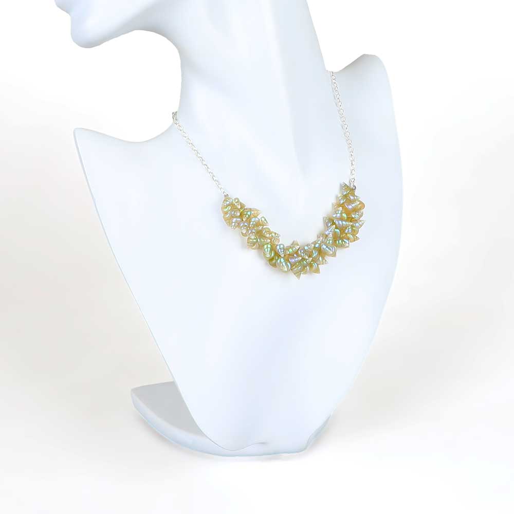 Clustered Maireener Shell Necklace on white mannequin