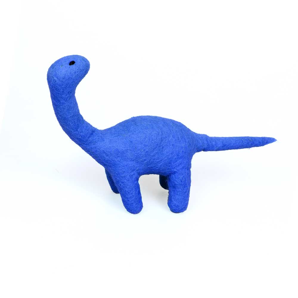 Dashdu small felt brontosaurus perfect for small hands. Photographed on white background for Australian Museum Shop online