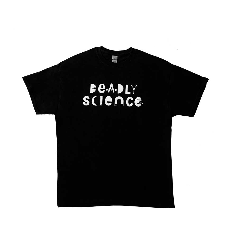 Deadly science childrens tshirt photographed on white background for Australian Museum Shop online