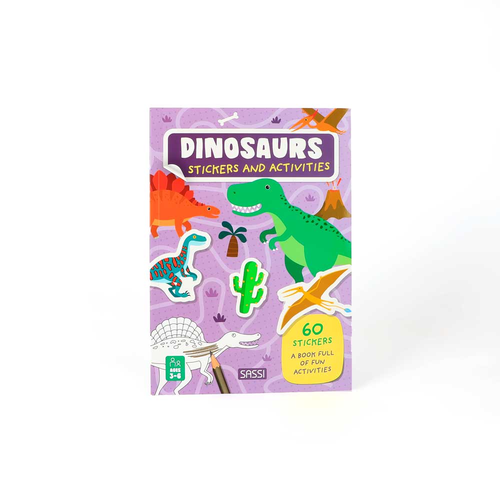Dinosaurs Stickers and Activities Book on white background