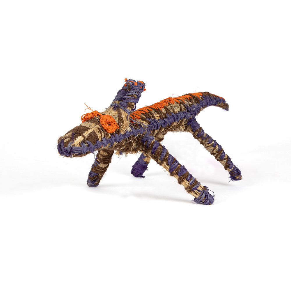 Papa Dog Sculpture by Tjanpi Weavers artist Dorcas Tinnimai Bennett on white background