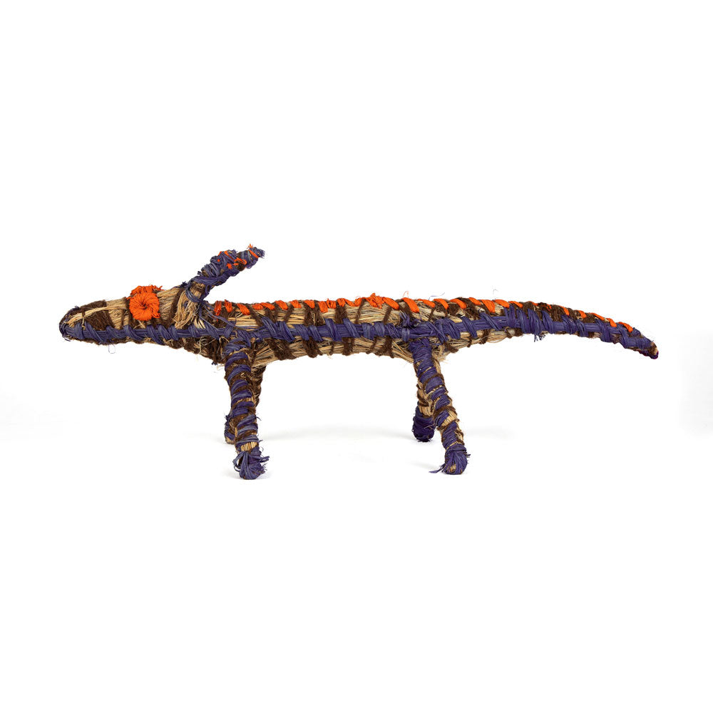 Papa Dog Sculpture by Tjanpi Weavers artist Dorcas Tinnimai Bennett on white background
