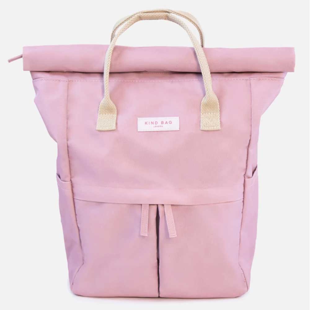Kind bag recycled backpack, medium, Dusty Pink colour. photographed on white background for Australian Museum Shop online