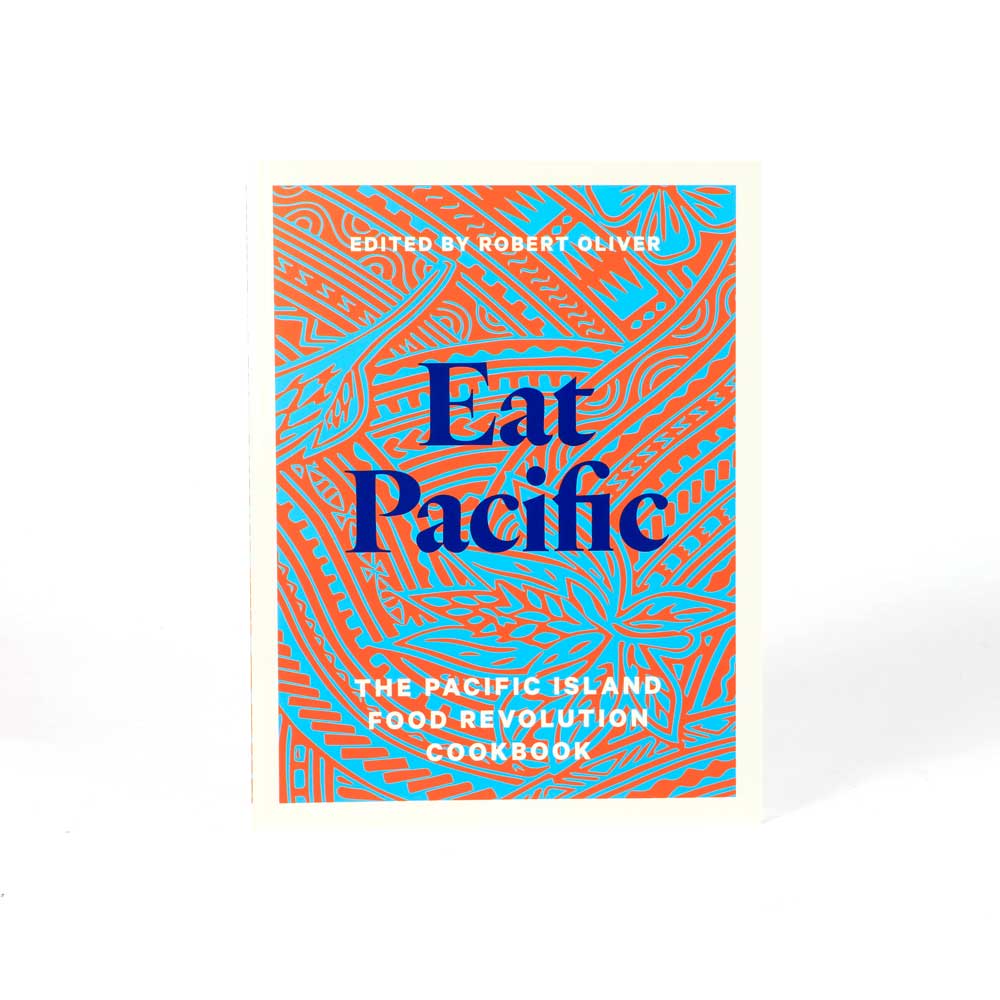 Eat Pacific cookbook on white background