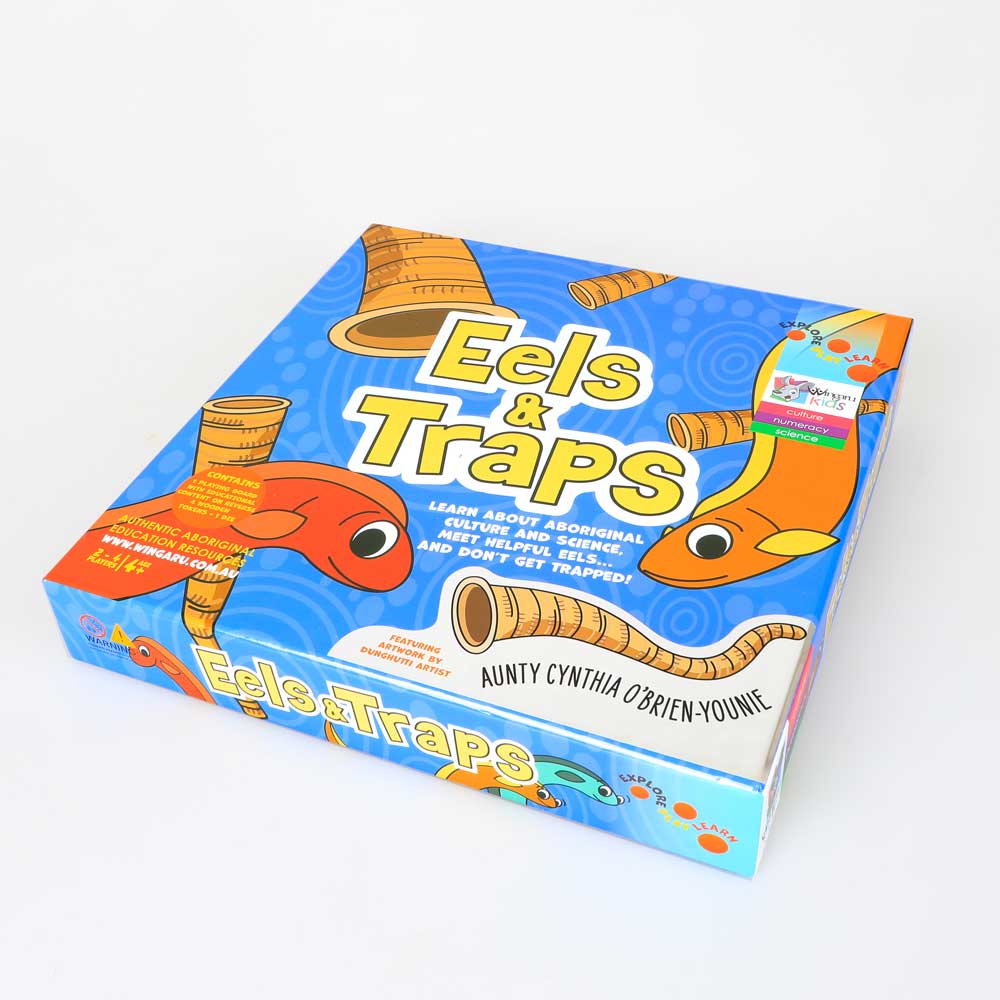 eels and traps board game on white background for the Australian Museum Shop online