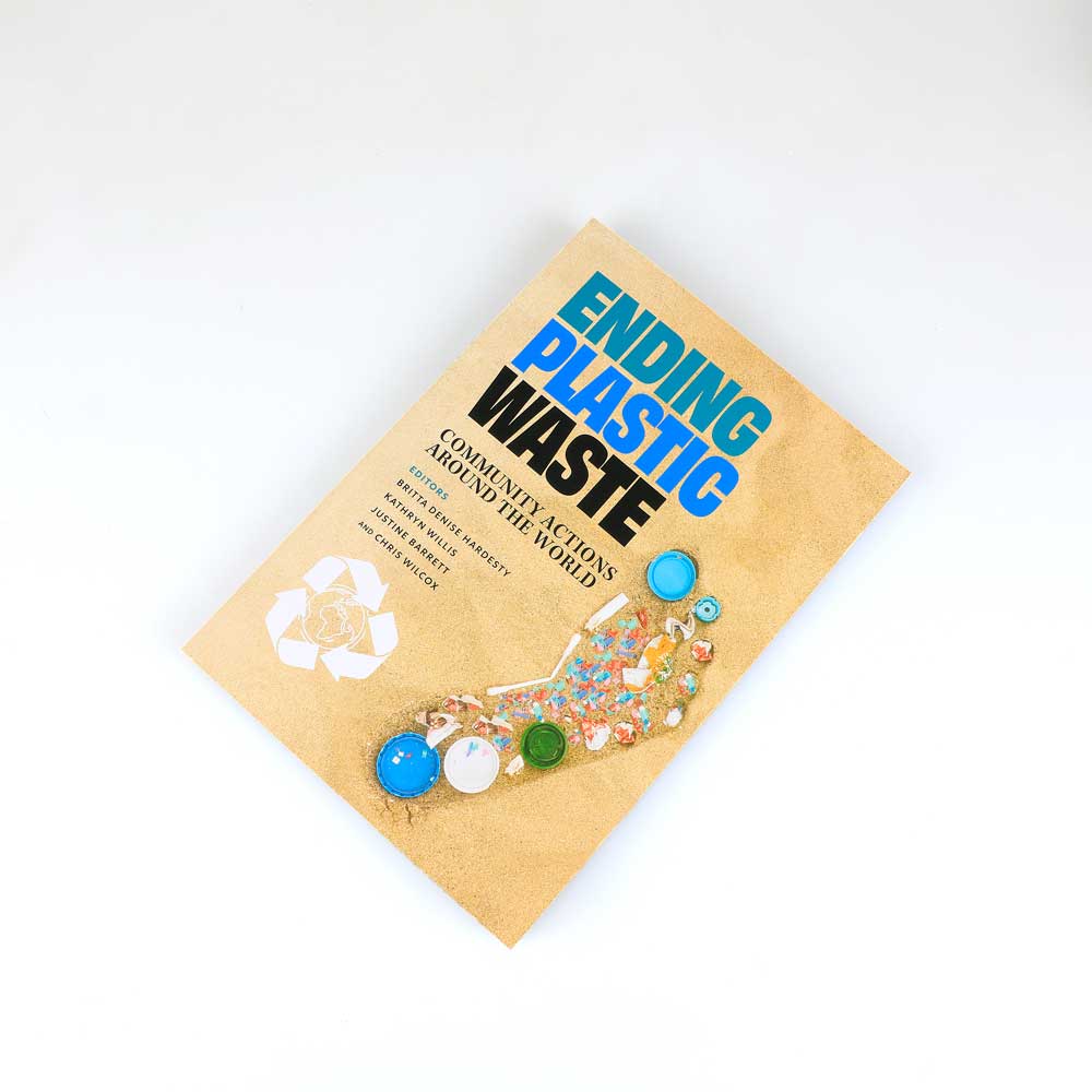 Ending plastic waste community actions around the world. Front cover view photographed on white background. Australian Museum Shop online
