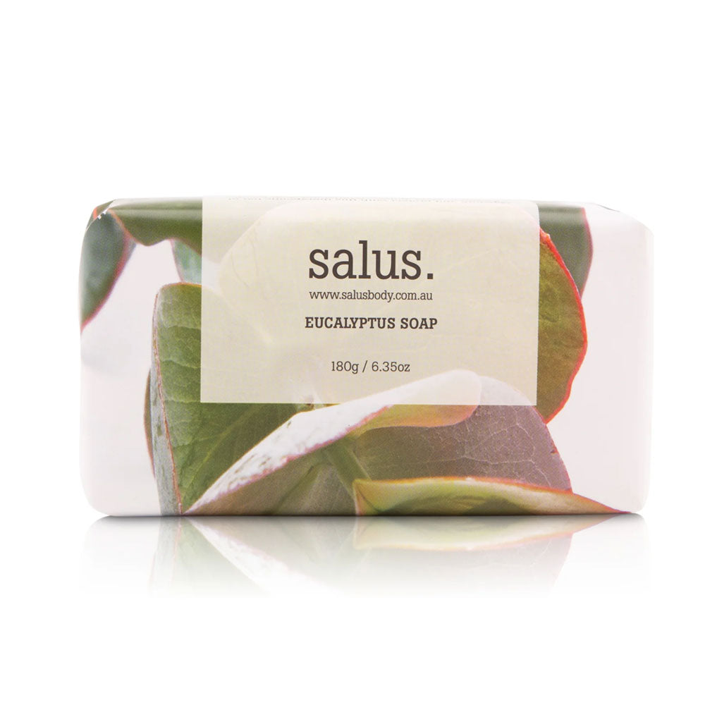 Salus eucalyptus soap on white background