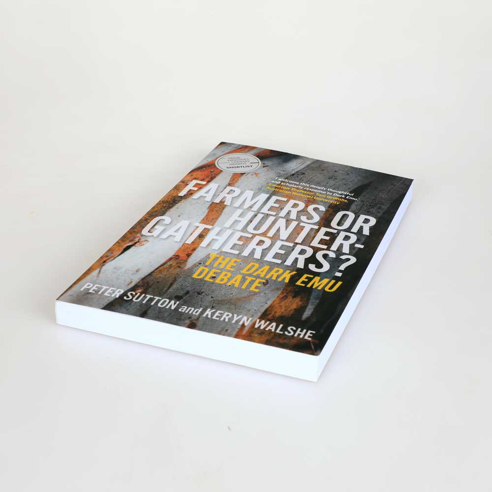 Farmers or Hunter-Gatherers book on white background for Australian Museum Shop online