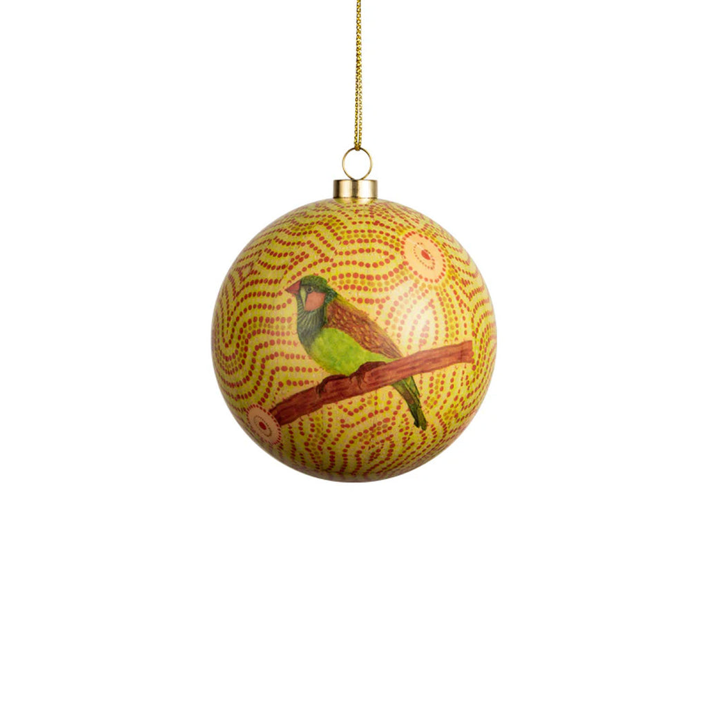 Finch decorative bauble on white background