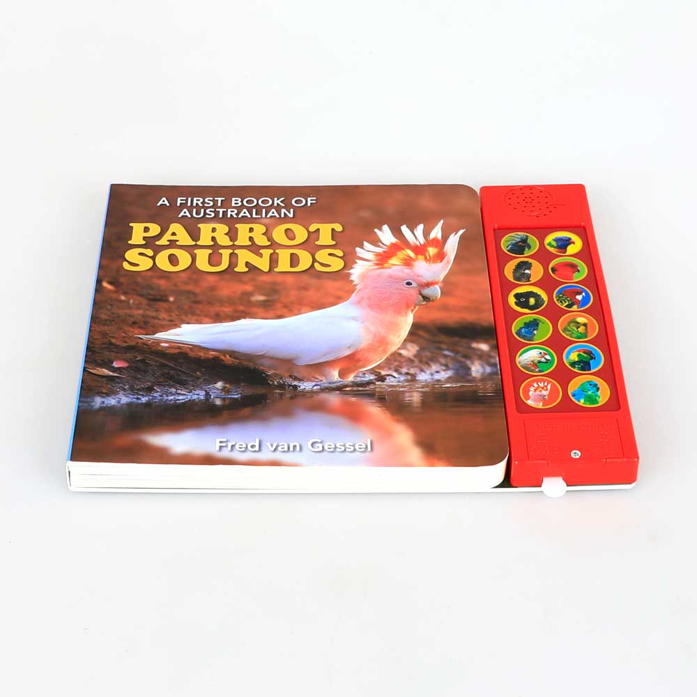 first book of Australian Parrot sounds board book for young readers on white background for the Australian Museum Shop online