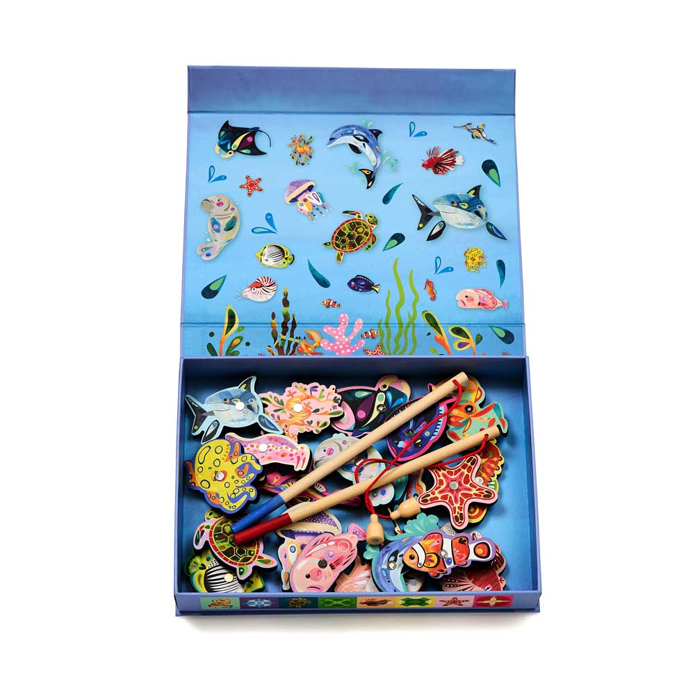 Magnetic Fishing Game Pete Cromer illustrations, on white background for Australian Museum Shop online