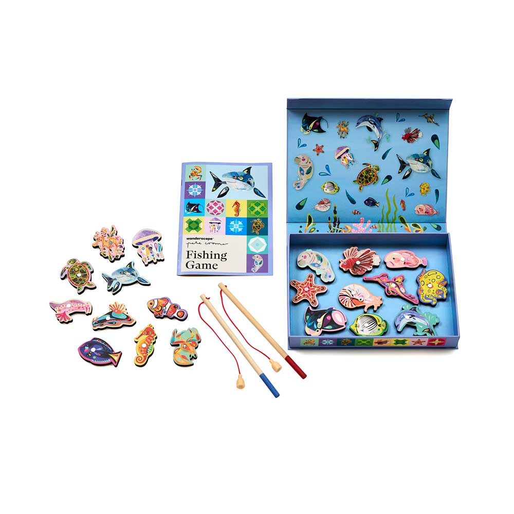 Magnetic Fishing Game Pete Cromer illustrations, on white background for Australian Museum Shop online