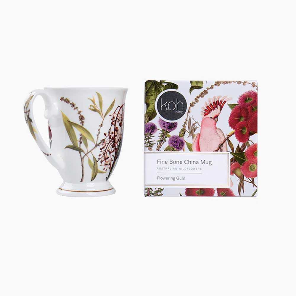 Flowering gum fine bone china mug and box