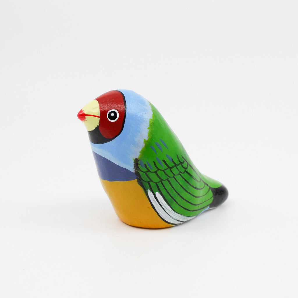 Gouldian Finch ceramic hand painted paperweight and single tone whistle