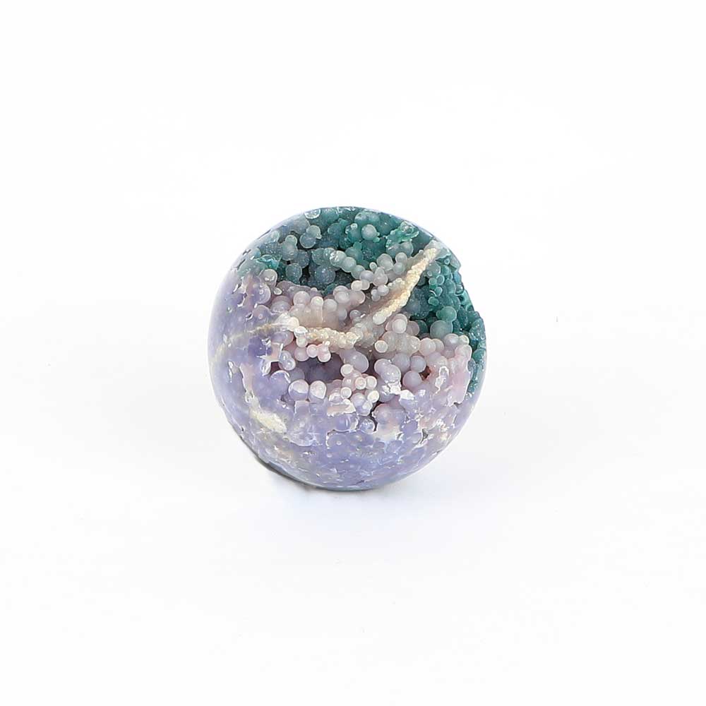 Grape agate sphere on white background