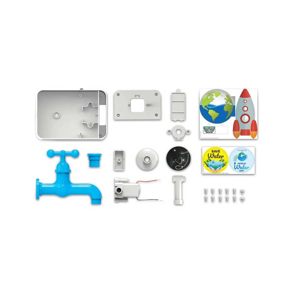 Components Green Science Magic water Tap kit on white background