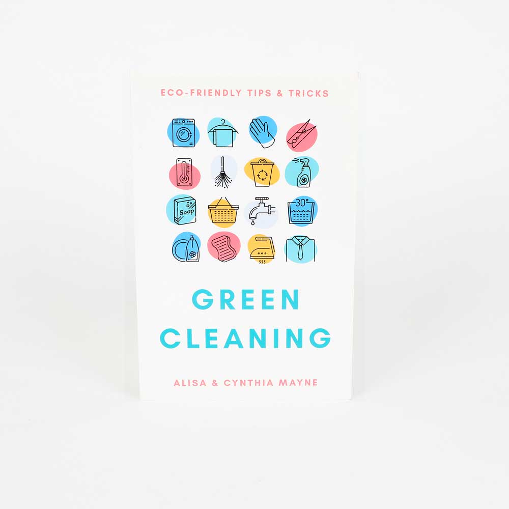 Green cleaning book on white background