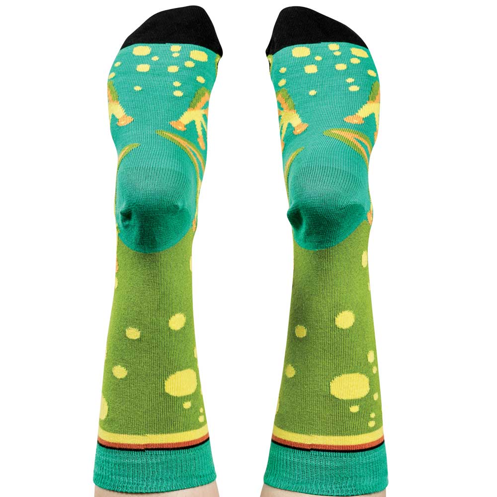 Green Tree Frog Wilson Payne socks reverse on white background